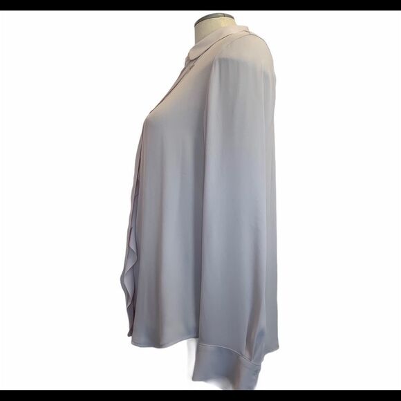 Loft pale mauve purple Front ruffle Frill button front Blouse Size L - Picture 3 of 10